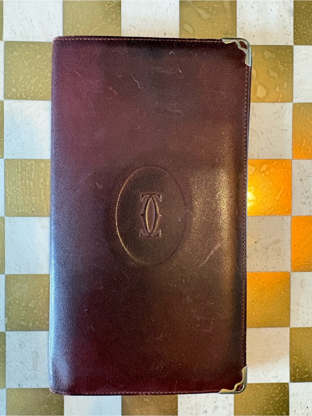 Cartier Burgundy Leather Folio Wallet